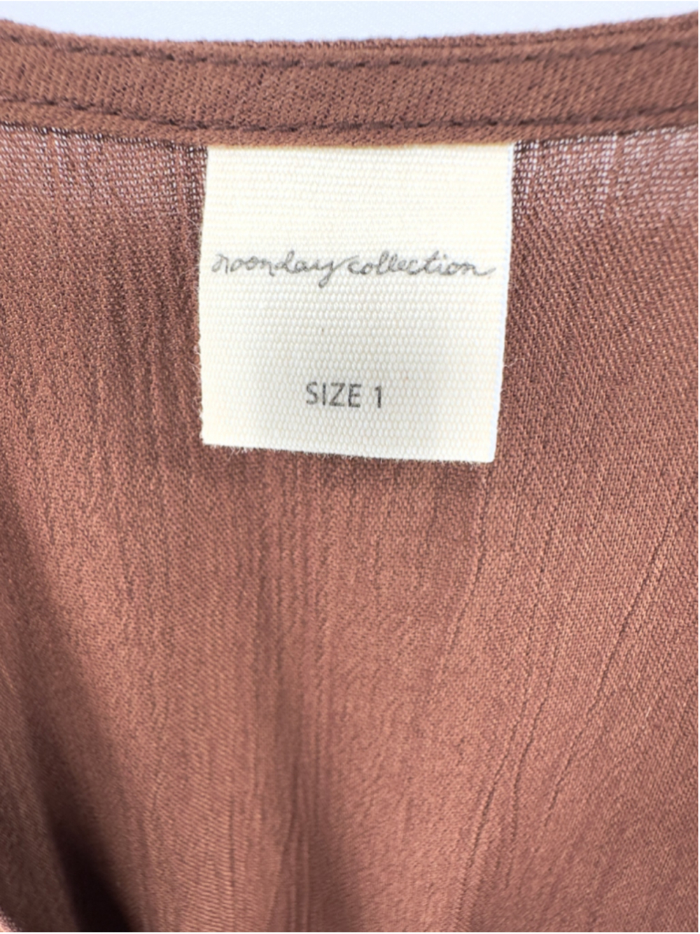 NWT NOONDAY COLLECTION Brown Midi INDIA TWIST DRESS Teak WOMENS US Sizes 2 4 6 8 - Picture 8 of 10